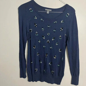 Pea‎ in the Pod Maternity Navy Blue Jeweled Sweater Size L